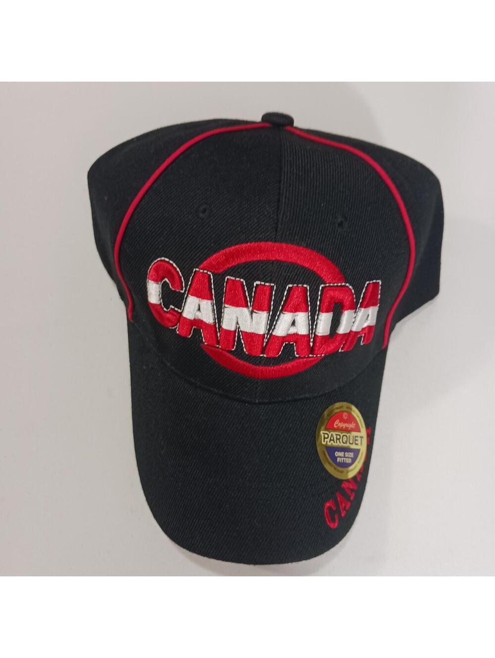 Parquet Canada Men's Back Strap Black Cotton Blend Baseball Cap Hat